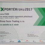 3. místo za rozvoj nových exportních příležitostí