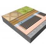 Sectional view of floating floor with underlay HEAT-PAK 